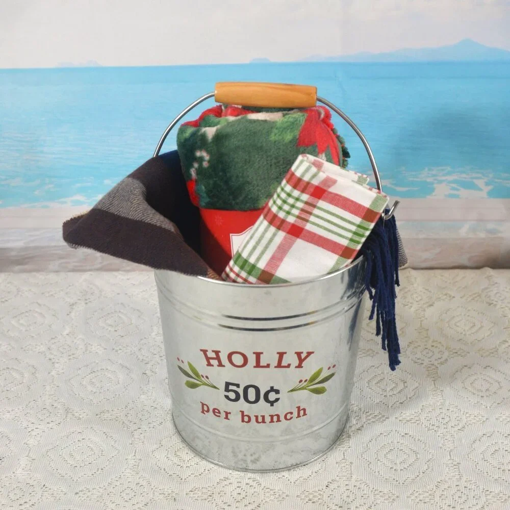 Holly 50 cents Bucket Cashmere Scarf Poinsettia Throw and Towel Christmas